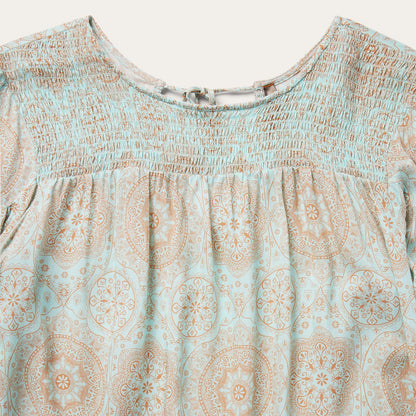 Mandala Print Peasant Blouse Women