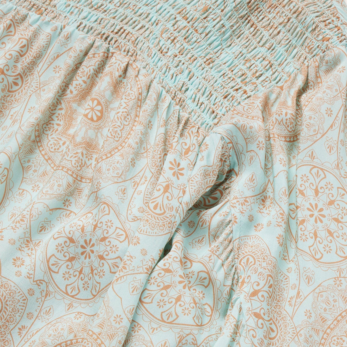Mandala Print Peasant Blouse Women