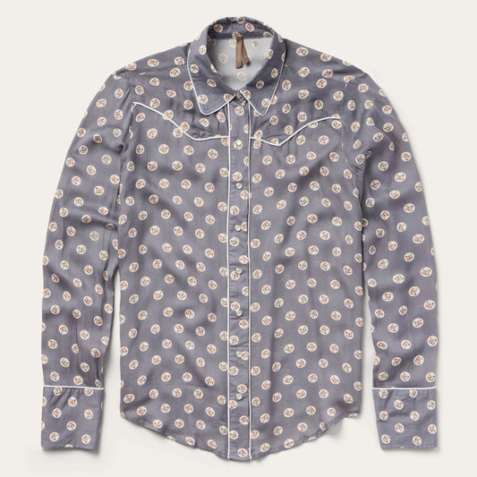 Horse Pennies Print Western Shirt Women