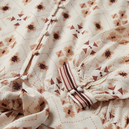 Gaucho Print Herringbone Blouse Women