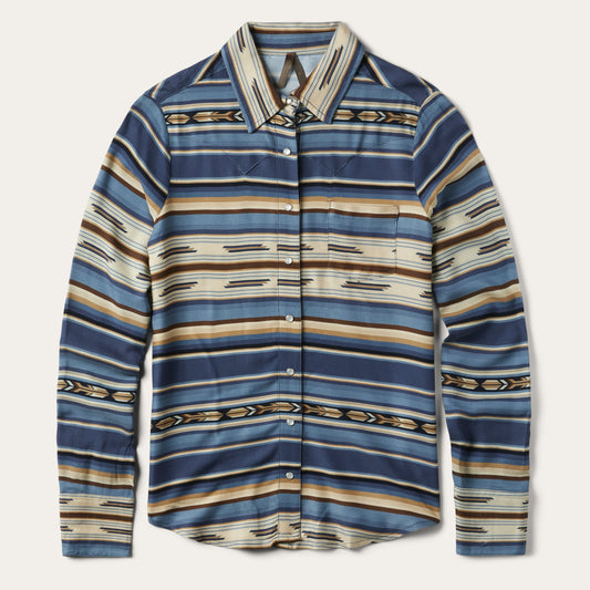 Indigo Serape Print Shirt Women