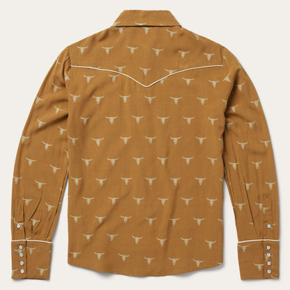 Mojave Longhorn Print Snap Western Shirt Women