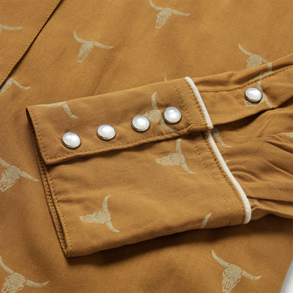 Mojave Longhorn Print Snap Western Shirt Women
