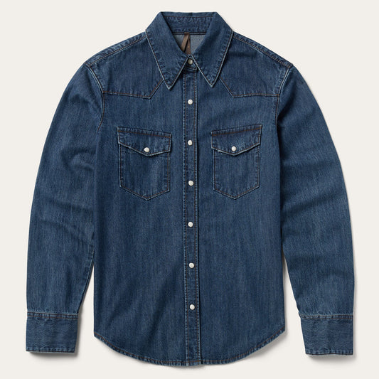 Dark Denim Snap Western Shirt Women