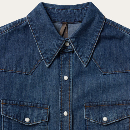Dark Denim Snap Western Shirt Women