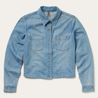 Embroidered Denim Cropped Shirt Women