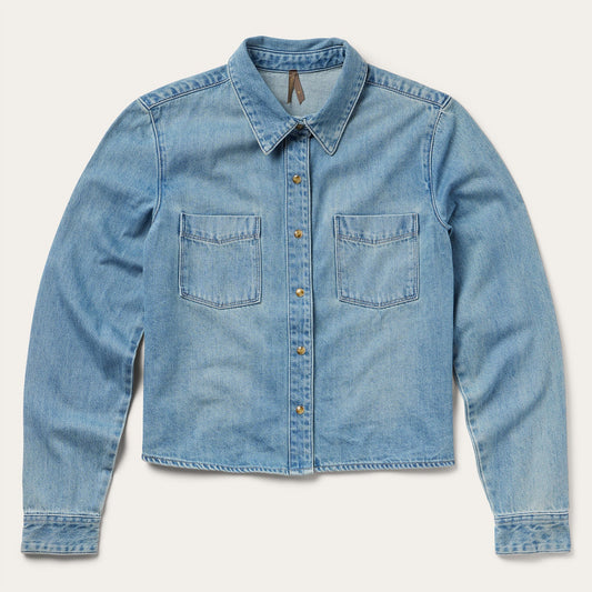 Embroidered Denim Cropped Shirt Women