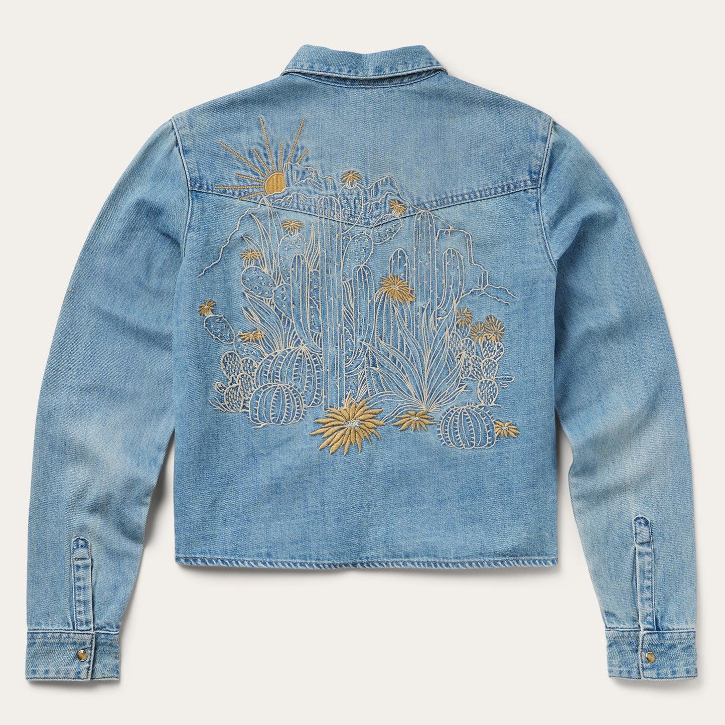 Embroidered Denim Cropped Shirt Women