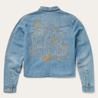 Embroidered Denim Cropped Shirt Women
