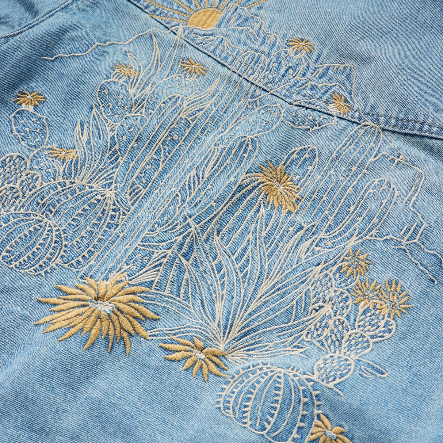 Embroidered Denim Cropped Shirt Women