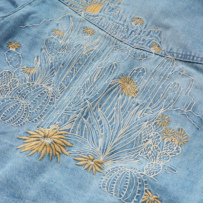 Embroidered Denim Cropped Shirt Women