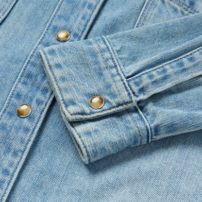 Embroidered Denim Cropped Shirt Women