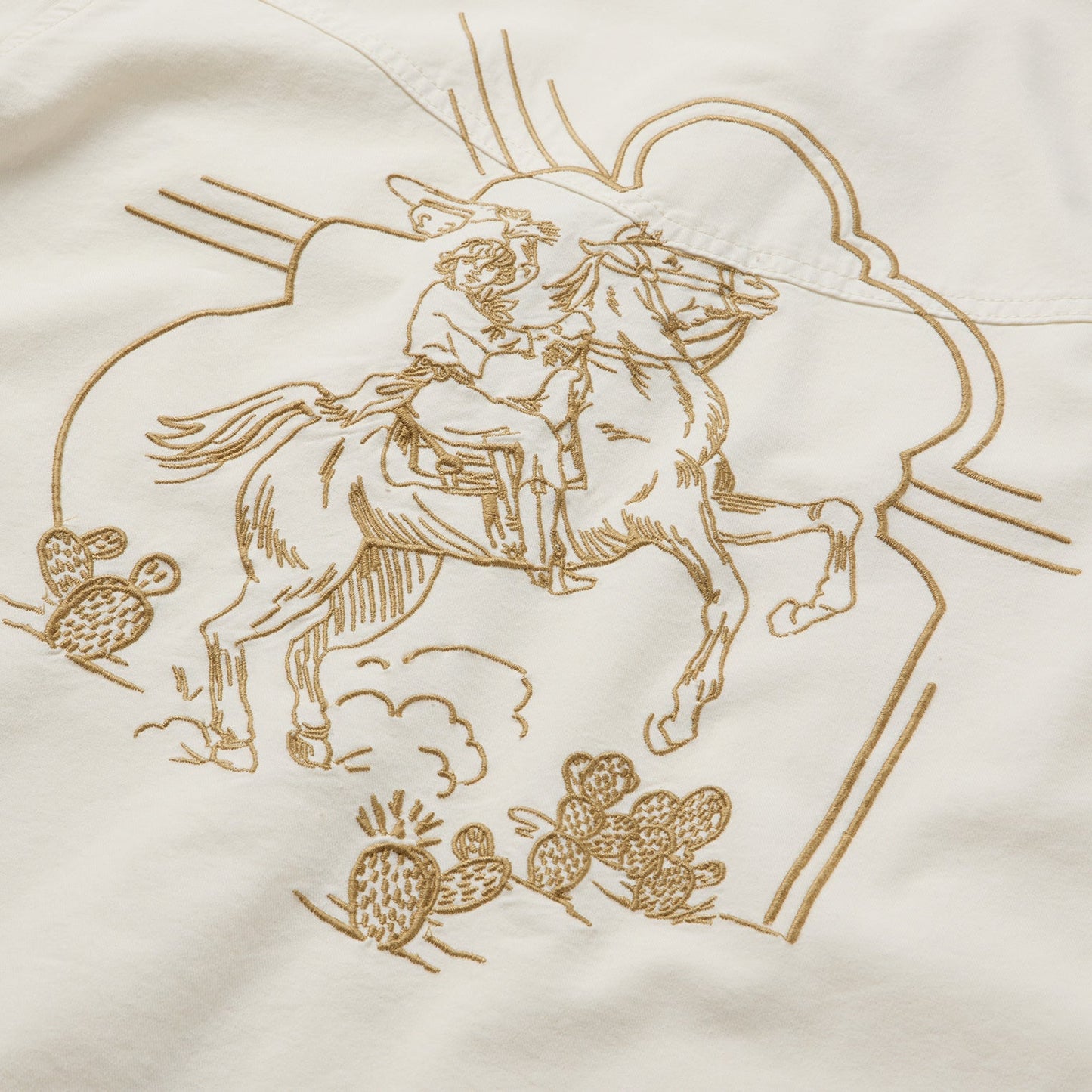 Embroidered Cream Denim Cropped Shirt Women