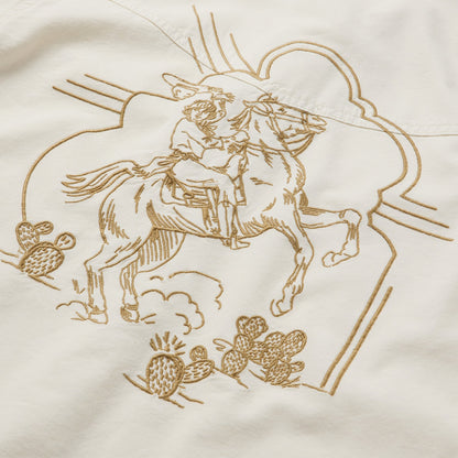 Embroidered Cream Denim Cropped Shirt Women