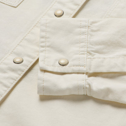Embroidered Cream Denim Cropped Shirt Women