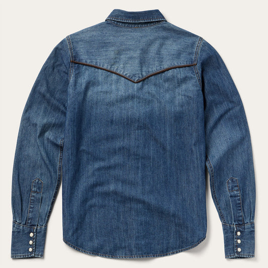 Piped Dark Denim Western Shirt Women