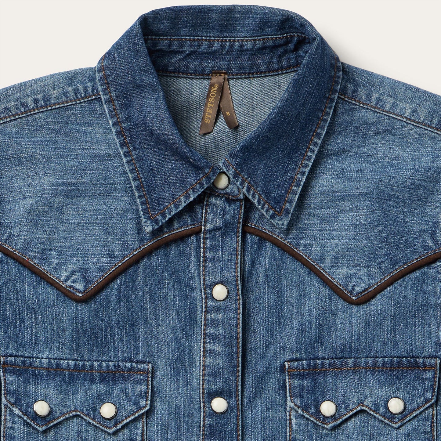 Piped Dark Denim Western Shirt Women