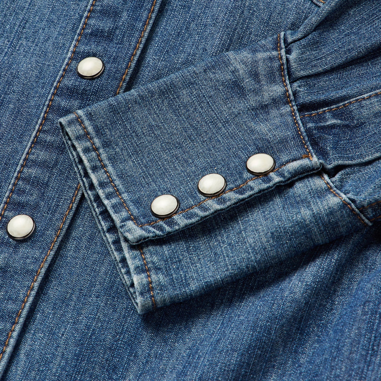 Piped Dark Denim Western Shirt Women