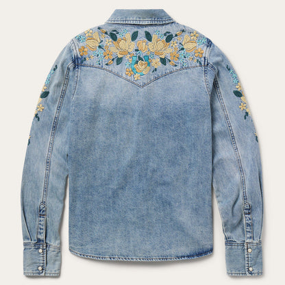 Embroidered Loose Fit Denim Shirt Women