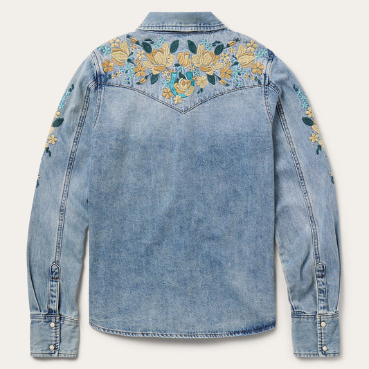 Embroidered Loose Fit Denim Shirt Women