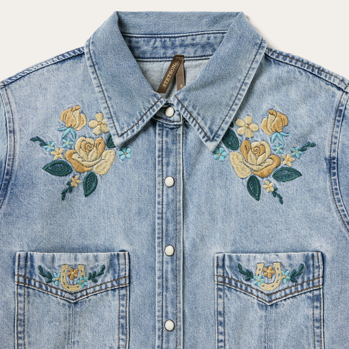 Embroidered Loose Fit Denim Shirt Women