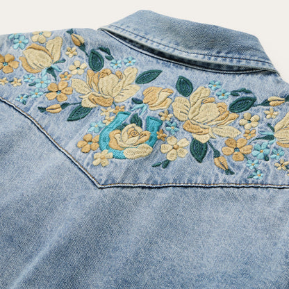Embroidered Loose Fit Denim Shirt Women