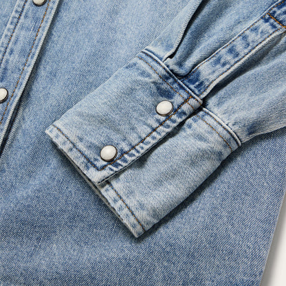 Embroidered Loose Fit Denim Shirt Women
