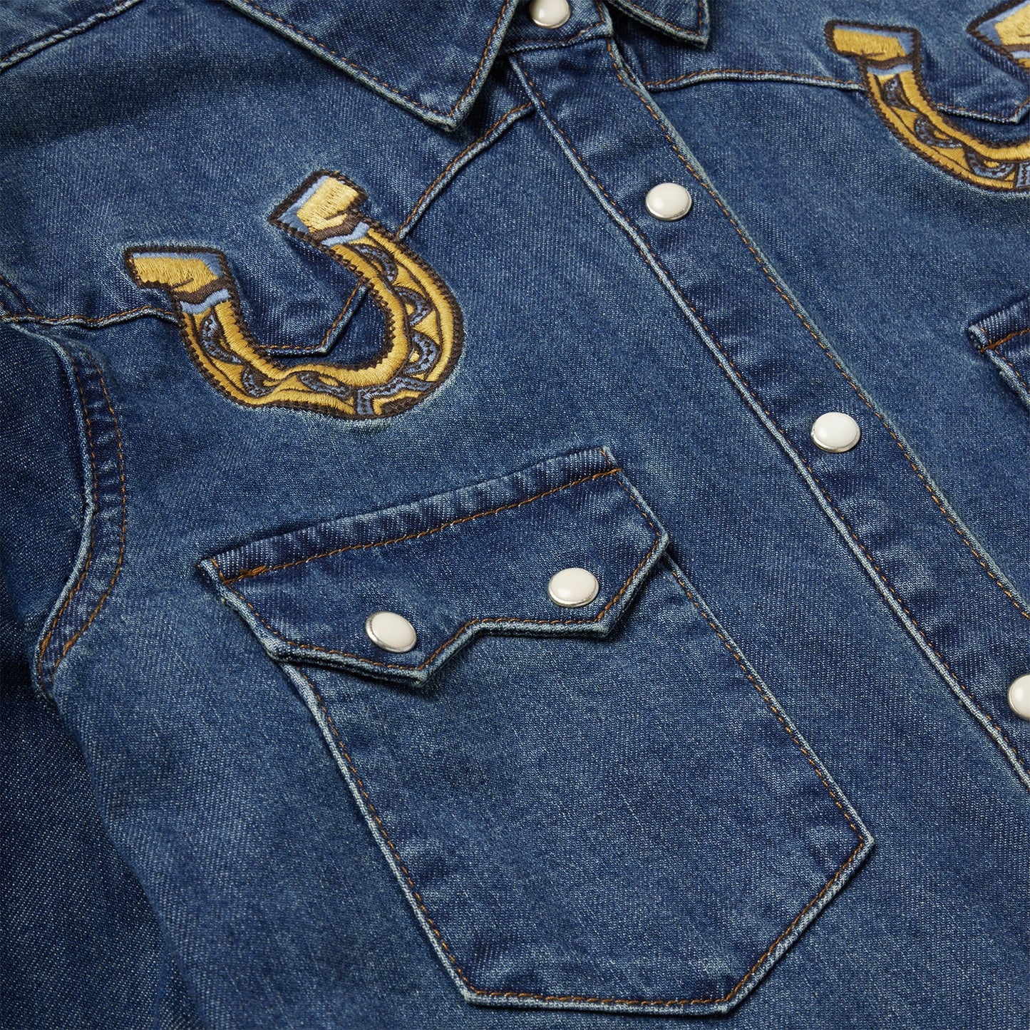 Embroidered Dark Denim Western Shirt Women