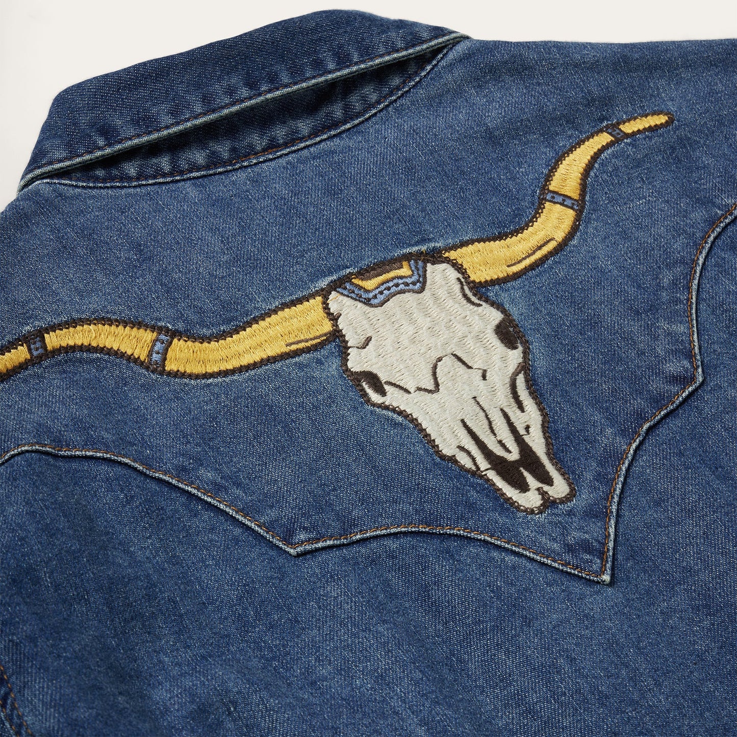 Embroidered Dark Denim Western Shirt Women