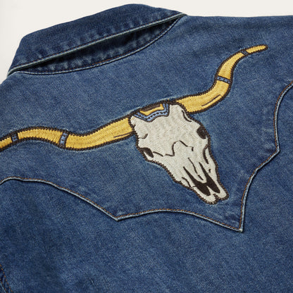 Embroidered Dark Denim Western Shirt Women
