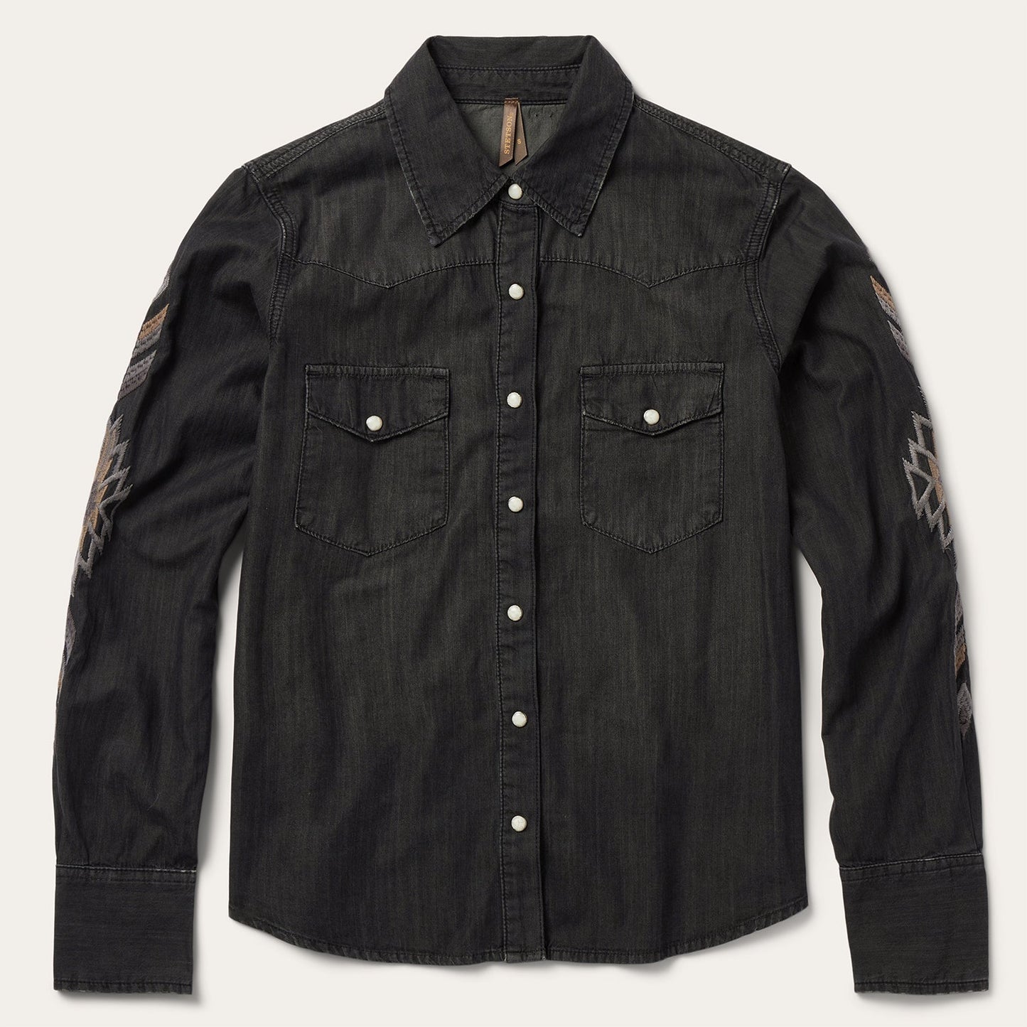 Embroidered Black Denim Shirt Women