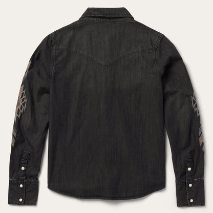 Embroidered Black Denim Shirt Women