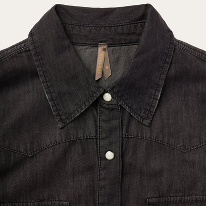Embroidered Black Denim Shirt Women