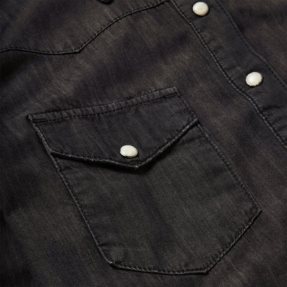 Embroidered Black Denim Shirt Women