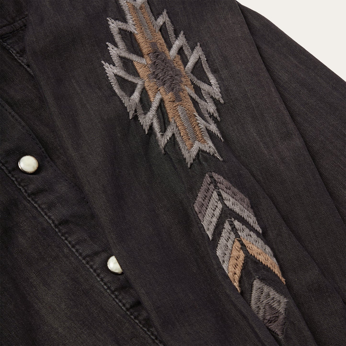 Embroidered Black Denim Shirt Women
