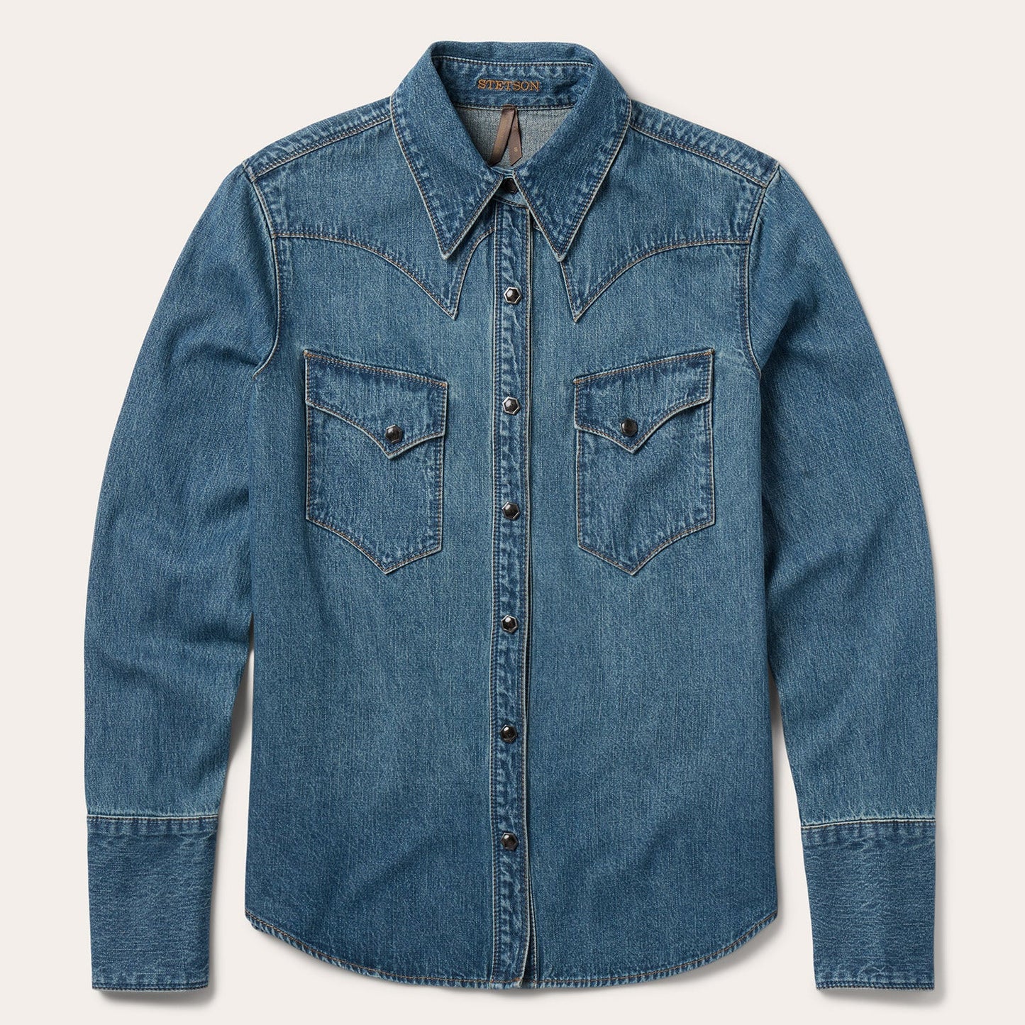 Chocolate Snap Western Denim Shirt Women
