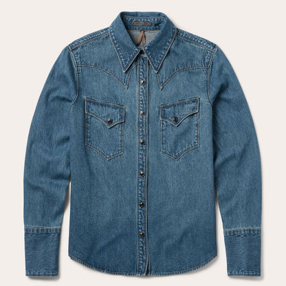 Chocolate Snap Western Denim Shirt Women