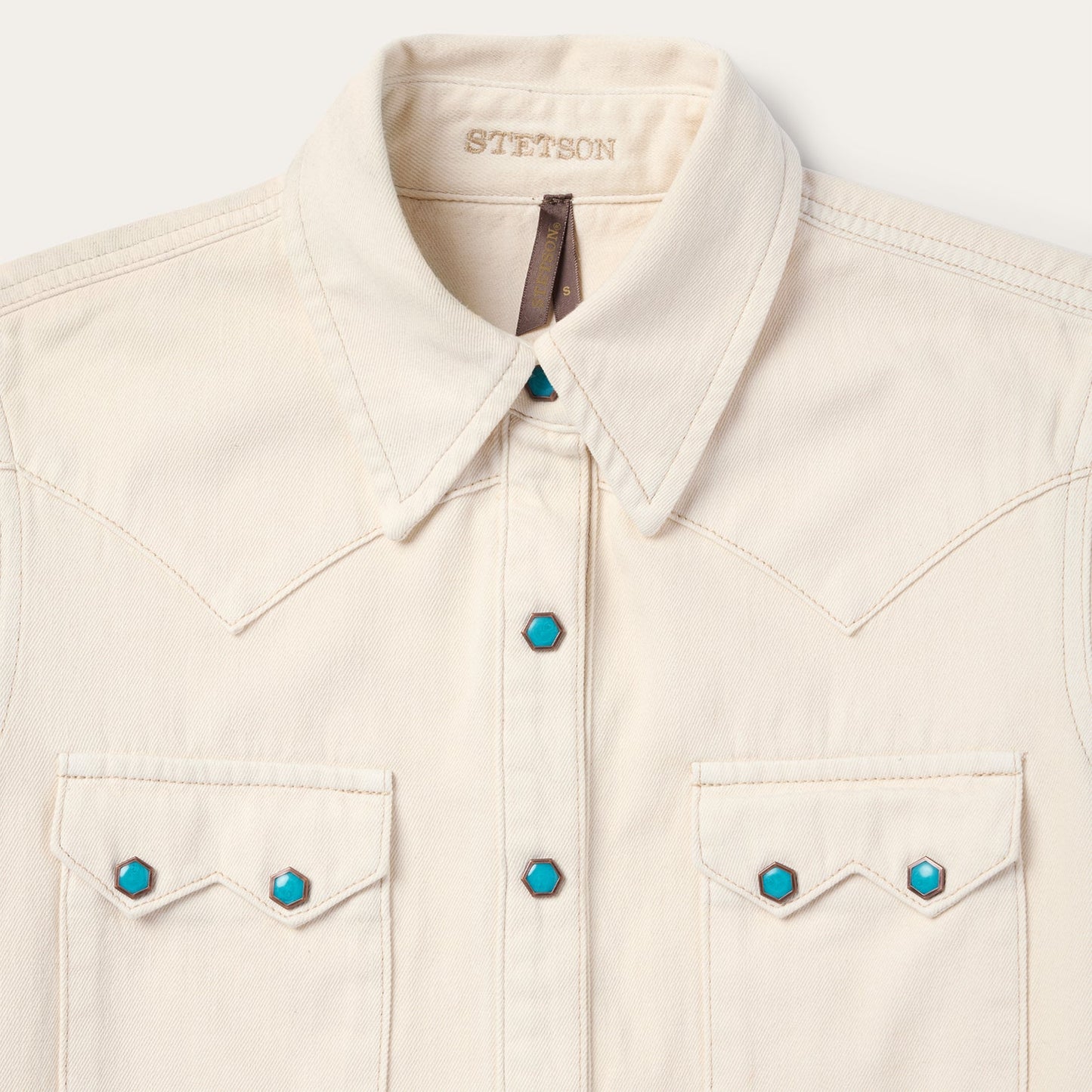 Turquoise Snap Western Denim Shirt Women