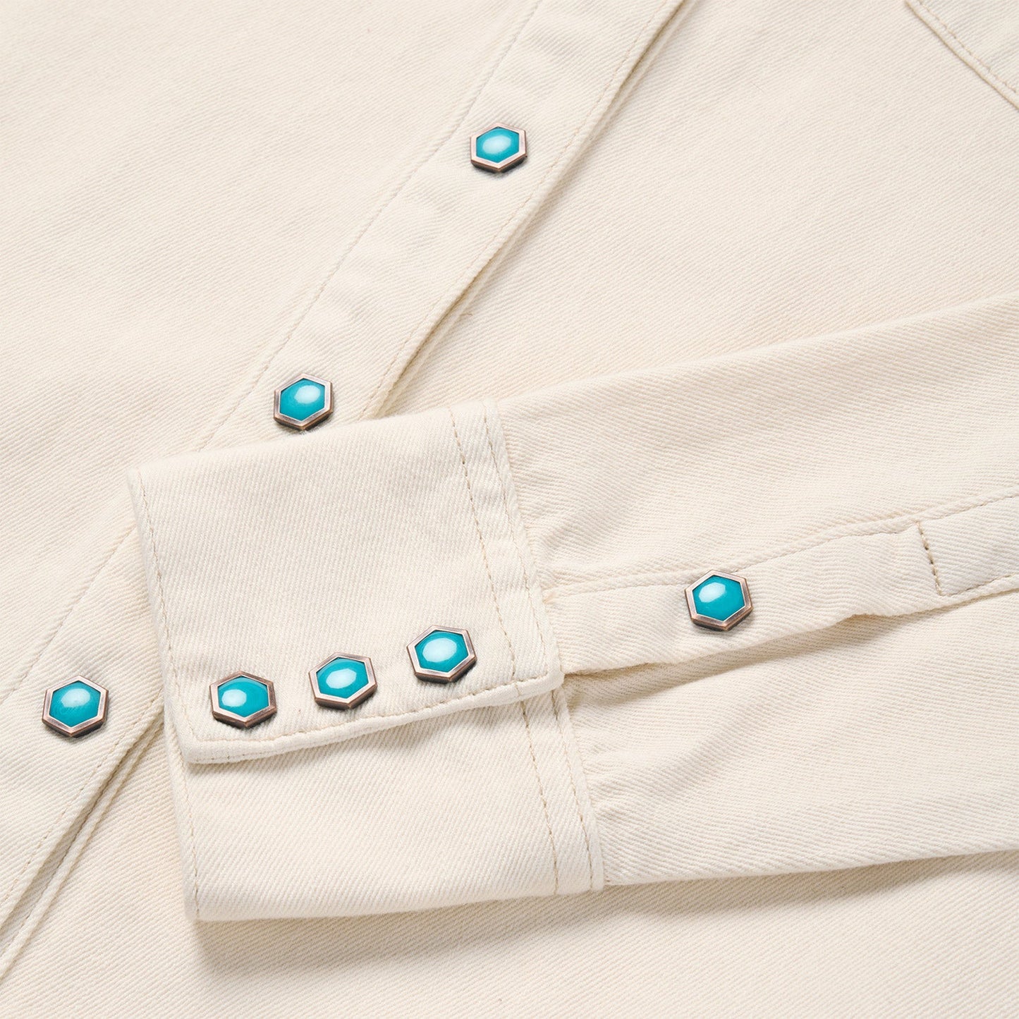 Turquoise Snap Western Denim Shirt Women
