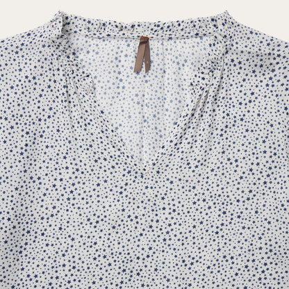 Stars Print Peasant Blouse Women