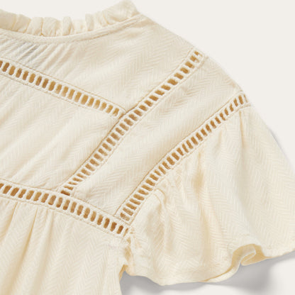 Cream Herringbone Blouse Women