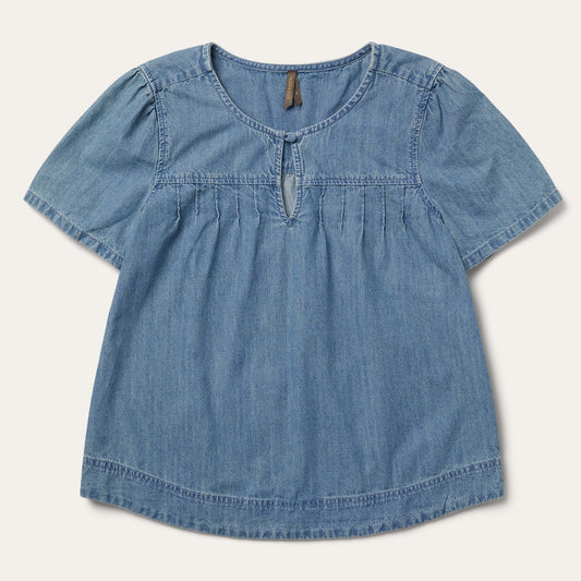 ShortSleeved Denim Blouse Women