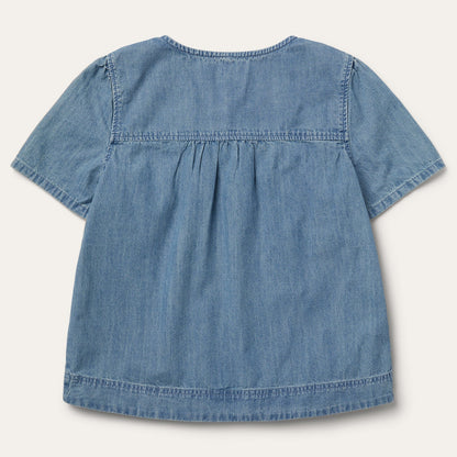 ShortSleeved Denim Blouse Women