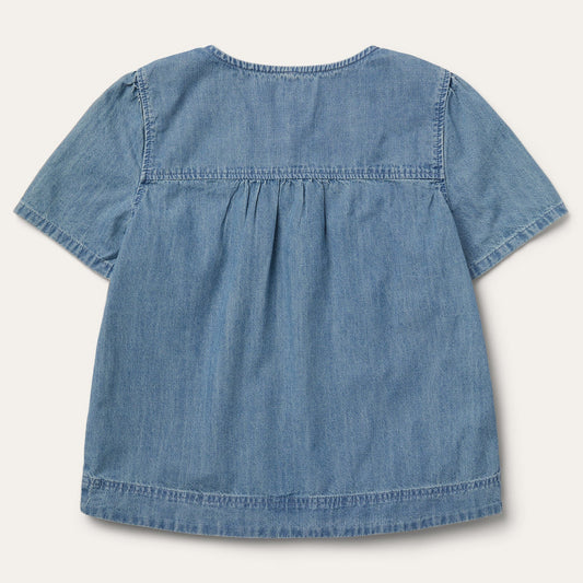 ShortSleeved Denim Blouse Women