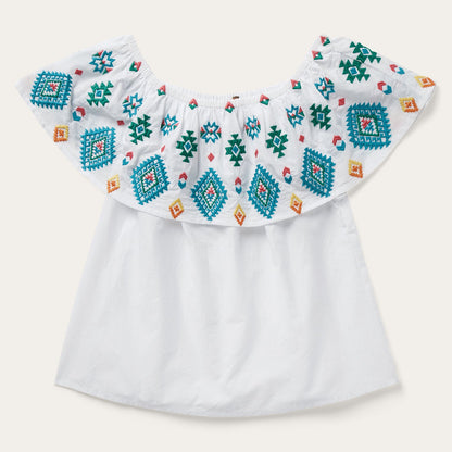 Bright Schiffli Embroidered White Cotton Lawn Blouse Women
