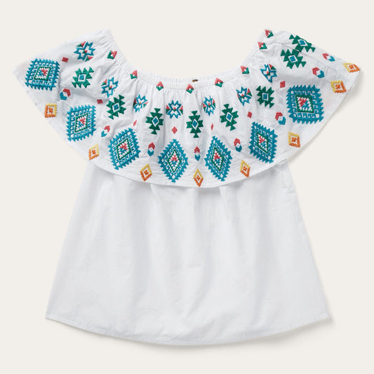 Bright Schiffli Embroidered White Cotton Lawn Blouse Women