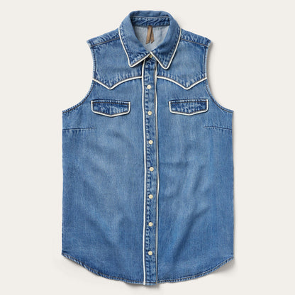 Sleeveless Denim Western Shirt Women