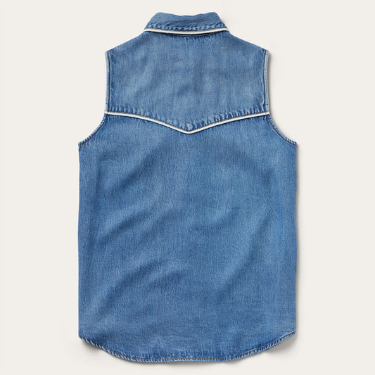 Sleeveless Denim Western Shirt Women