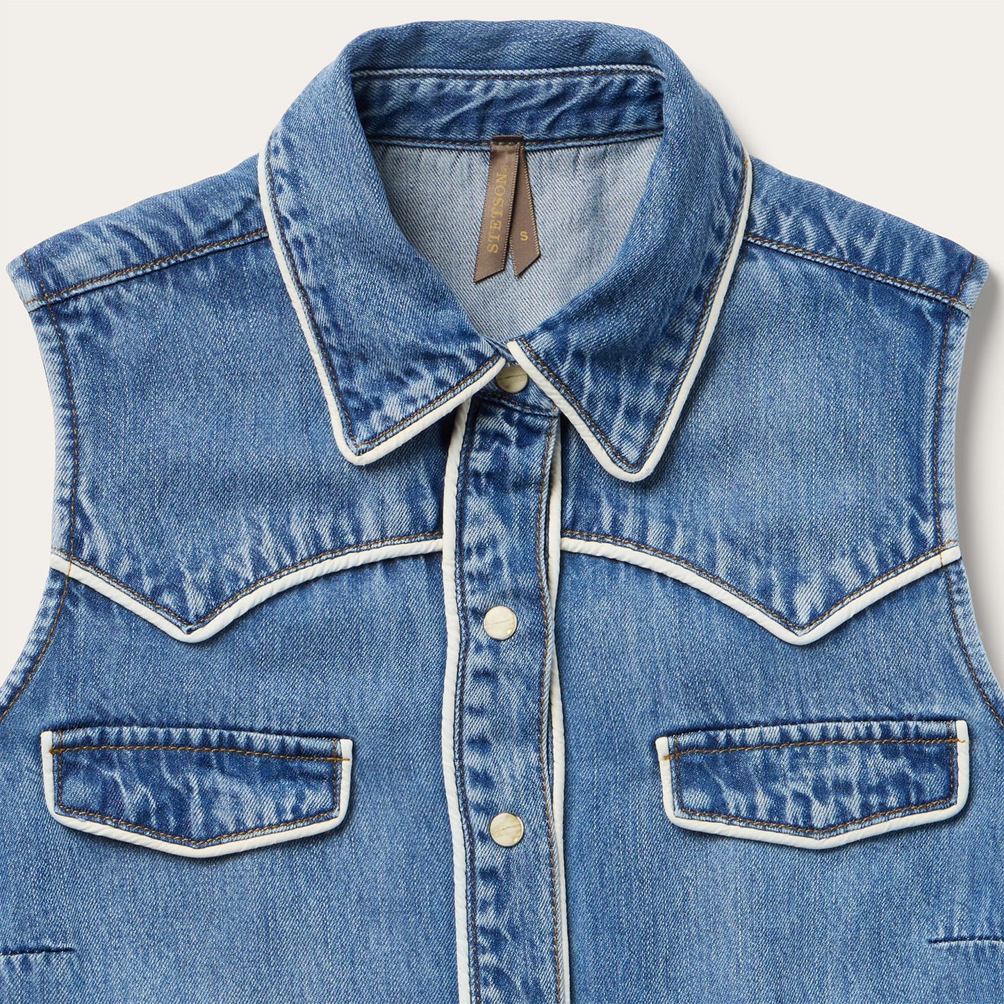 Sleeveless Denim Western Shirt Women