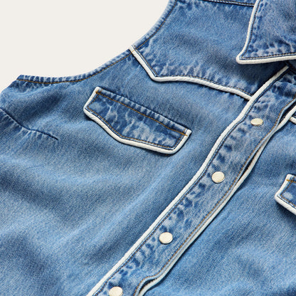 Sleeveless Denim Western Shirt Women